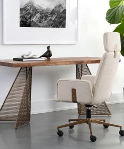 Alternative view of Mickey Desk Modern Writing Desk with Storage for Home Office, Study Room, or Bedroom Workspace